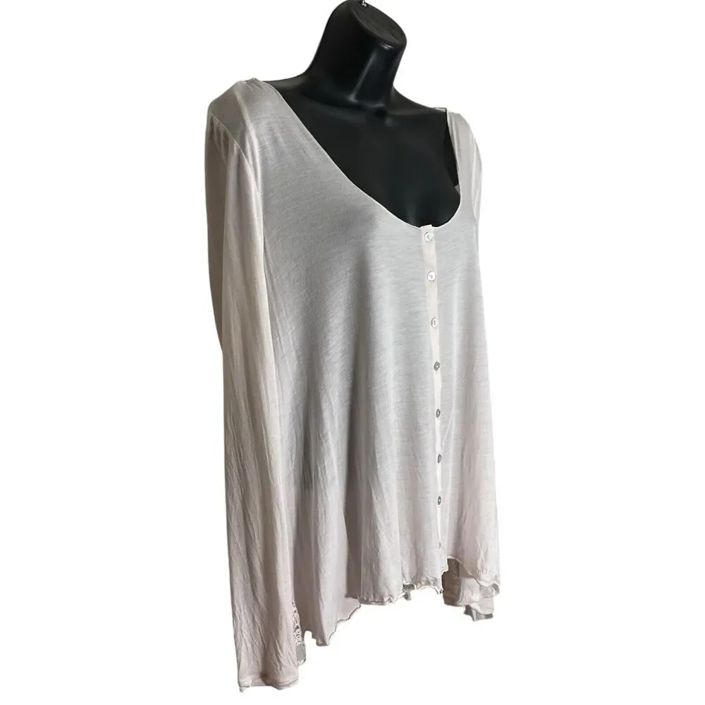 Free People Blouse Top Womens Small Light Pink Lace Open Back Coquette Romantic